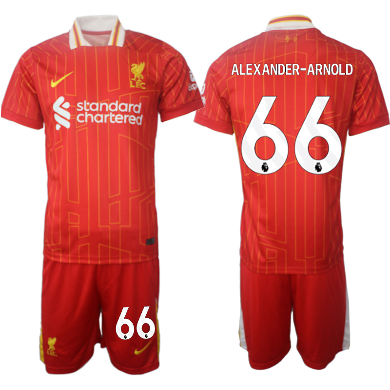 Men 2024-2025 Club Liverpool home red #66 Soccer Jersey